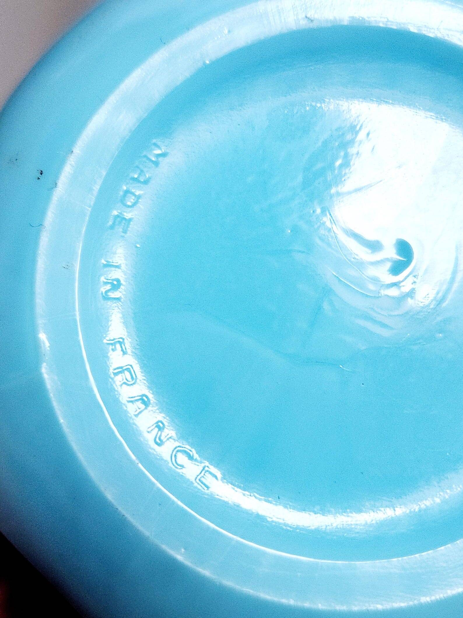 French 1950s Bale Shape Blue Opaline Glass Lamp Bulbous Gourd Cotton Bale