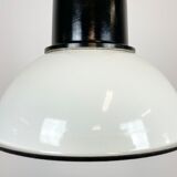 Industrial soviet white enamel pendant light, 1960s