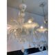 Murano Glass Chandelier in Milky and Gold with Flowers and Leaves