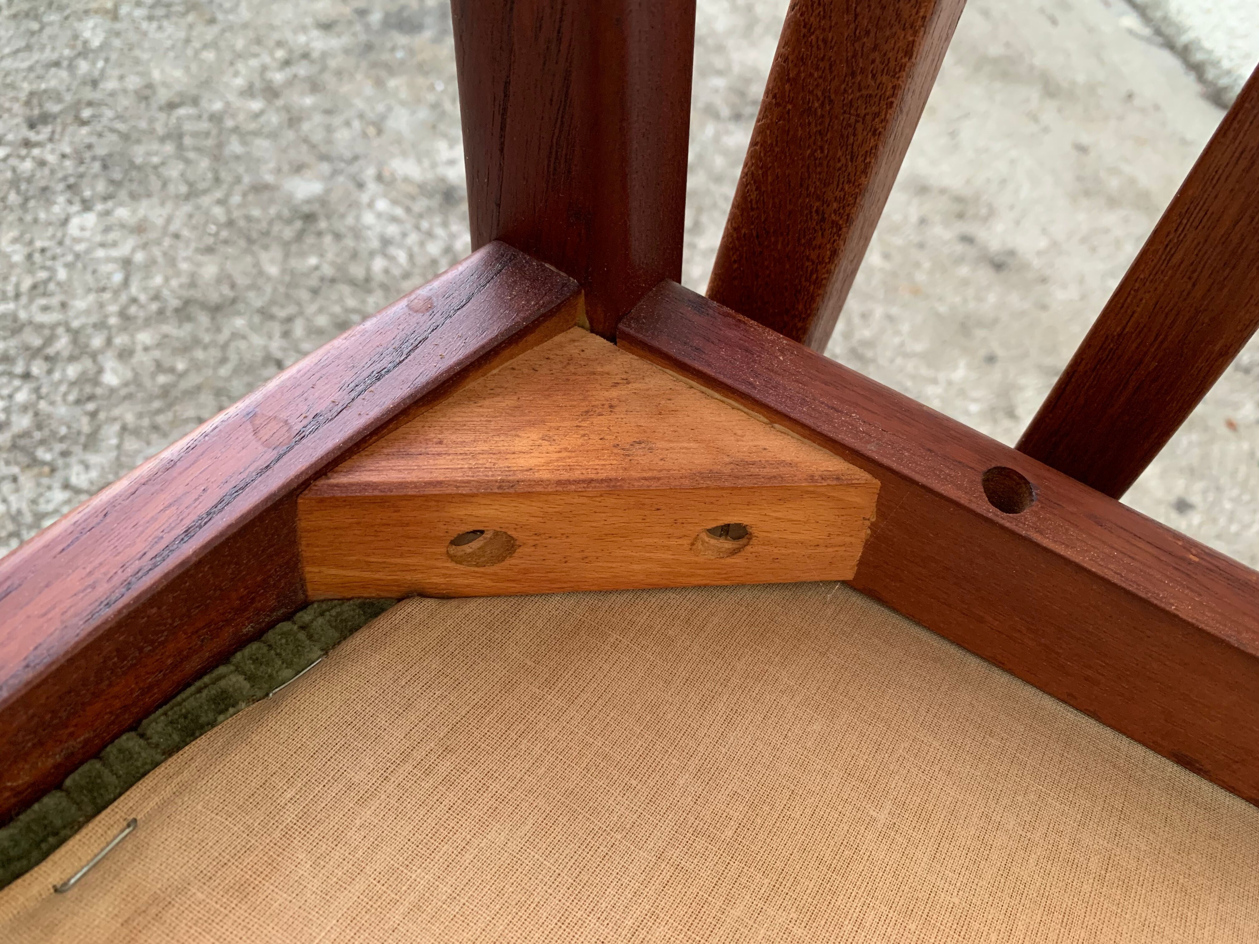 Pair of Scandinavian teak and velvet chairs 1960