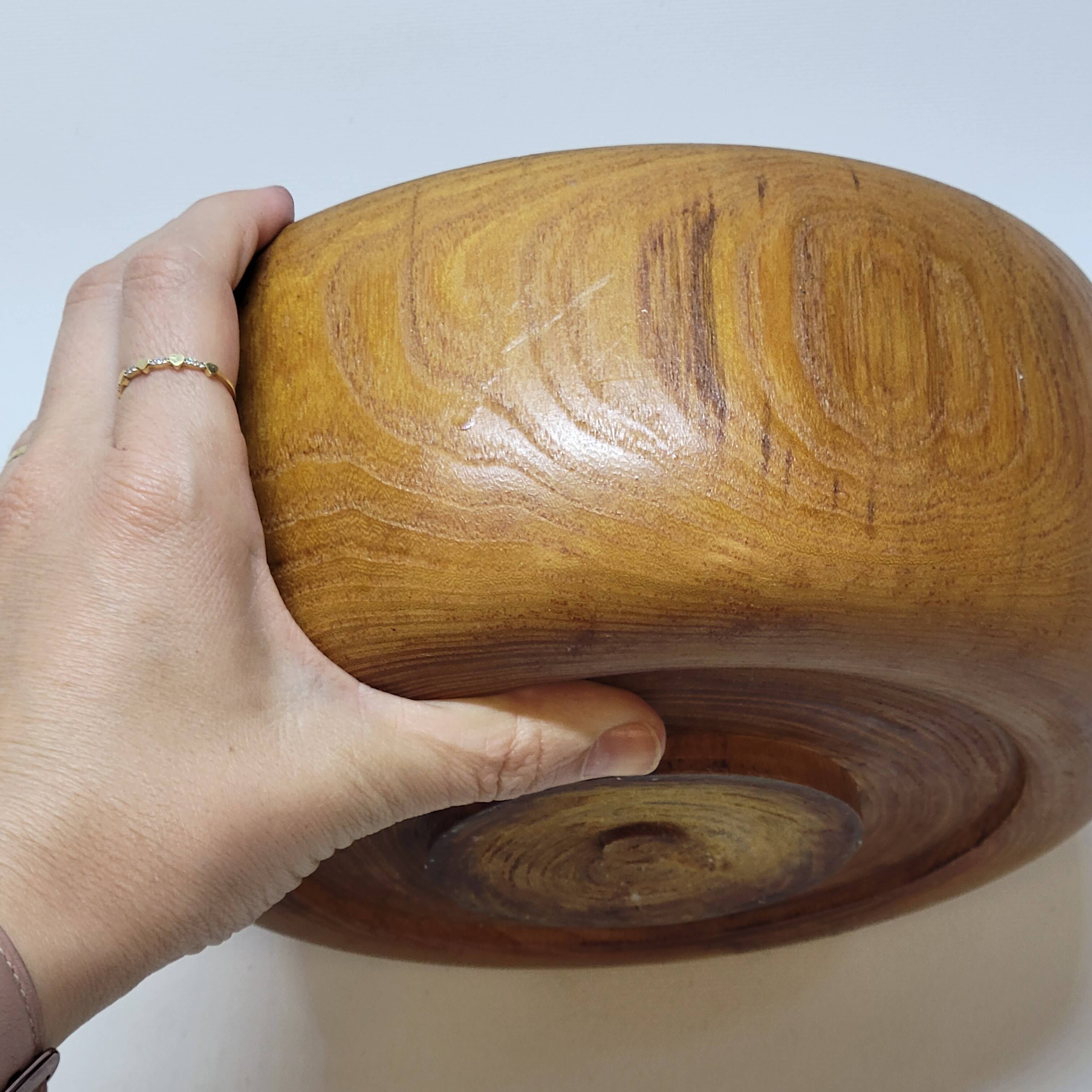 Vintage Scandinavian Turned Wood Empty Pocket Bowl