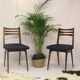 Pair of Scandinavian chairs seated night blue fabric restored, year 60.