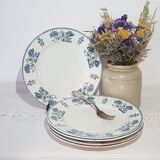 Set of 5 flat plates in Sarreguemines earthenware model Decor 1900, iron earth