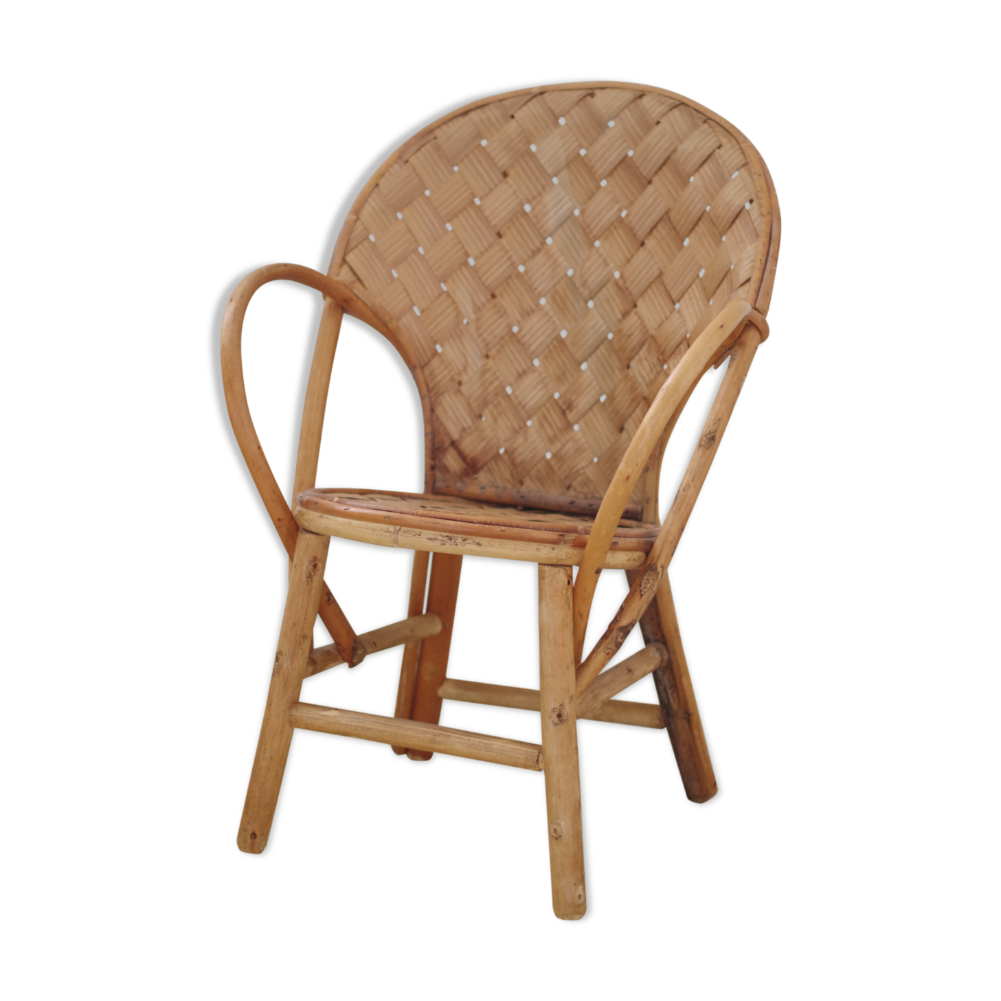 Vintage child armchair in chestnut wood