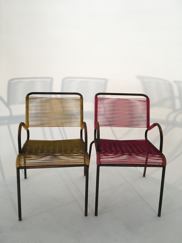 Paire de fauteuils scoubidou pour extérieur