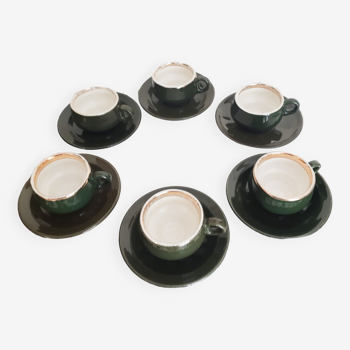 Helvetia bistro coffee cups, green and gold