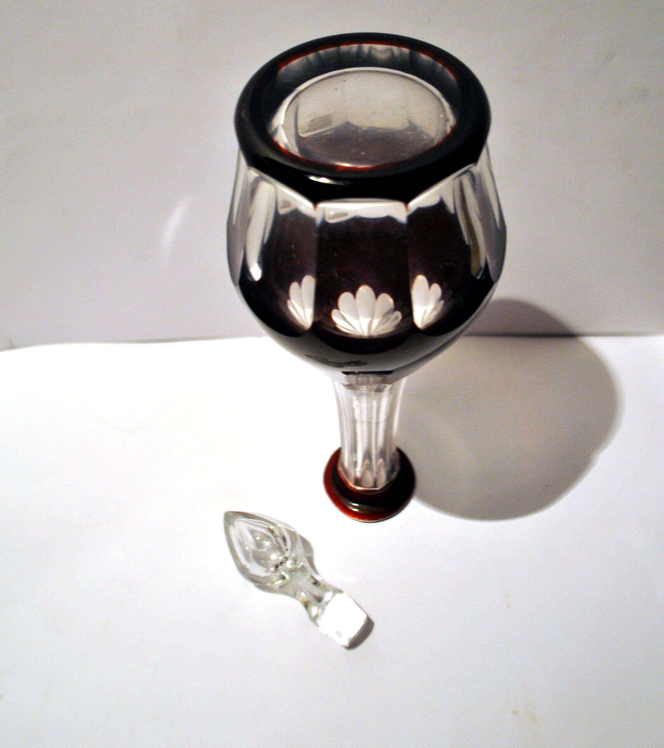 Carafe et 6 verres à liqueur Saint-Louis Bristol Joseph overlay cristal doublé