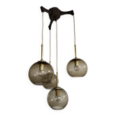 Vintage 70's cascade pendant 'brass globes' hanging lamp