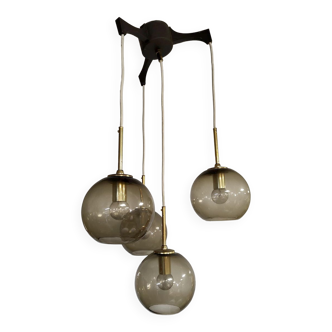 Vintage 70's cascade pendant 'brass globes' hanging lamp