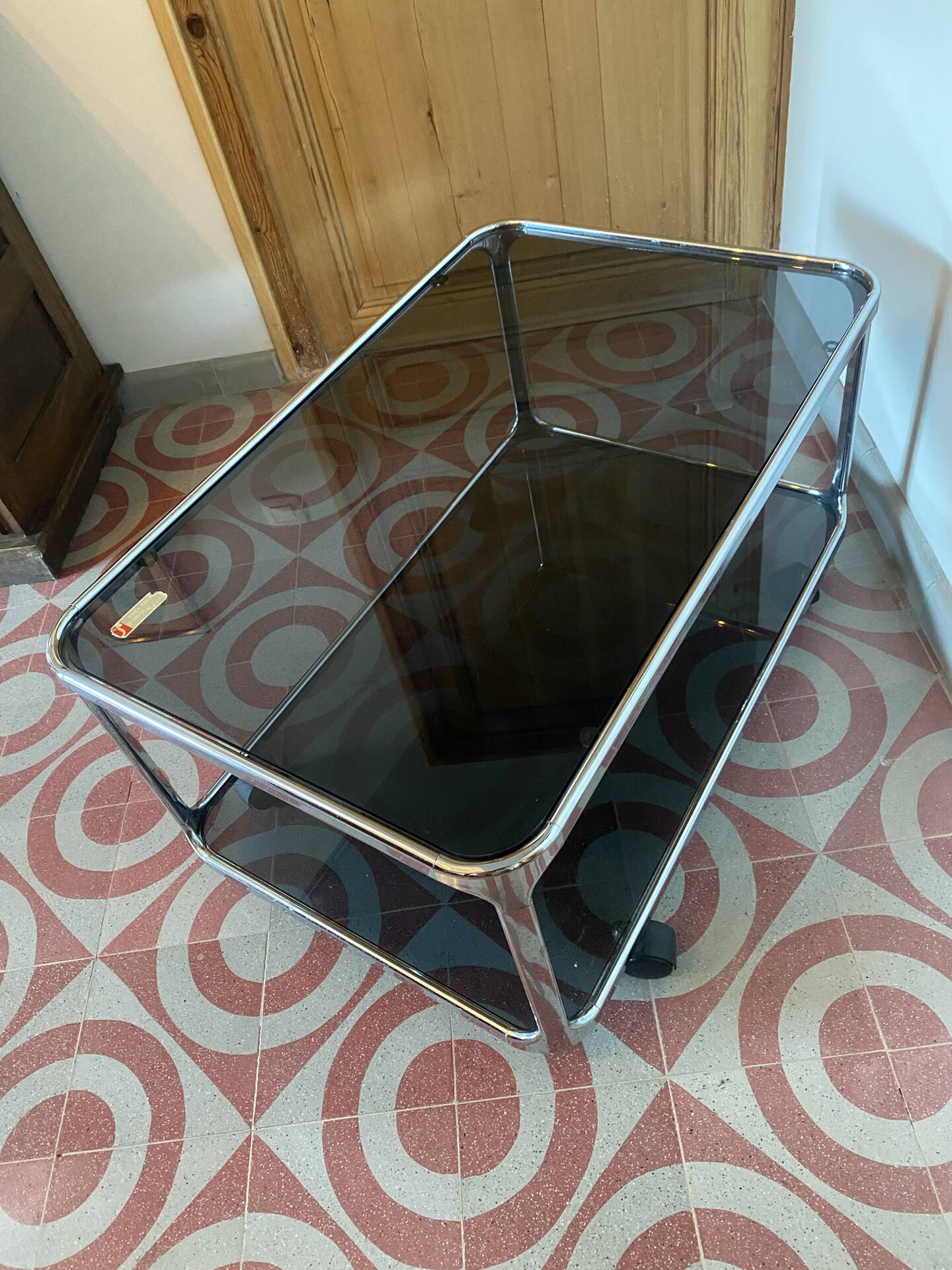 Table basse sur roulettes, années 70