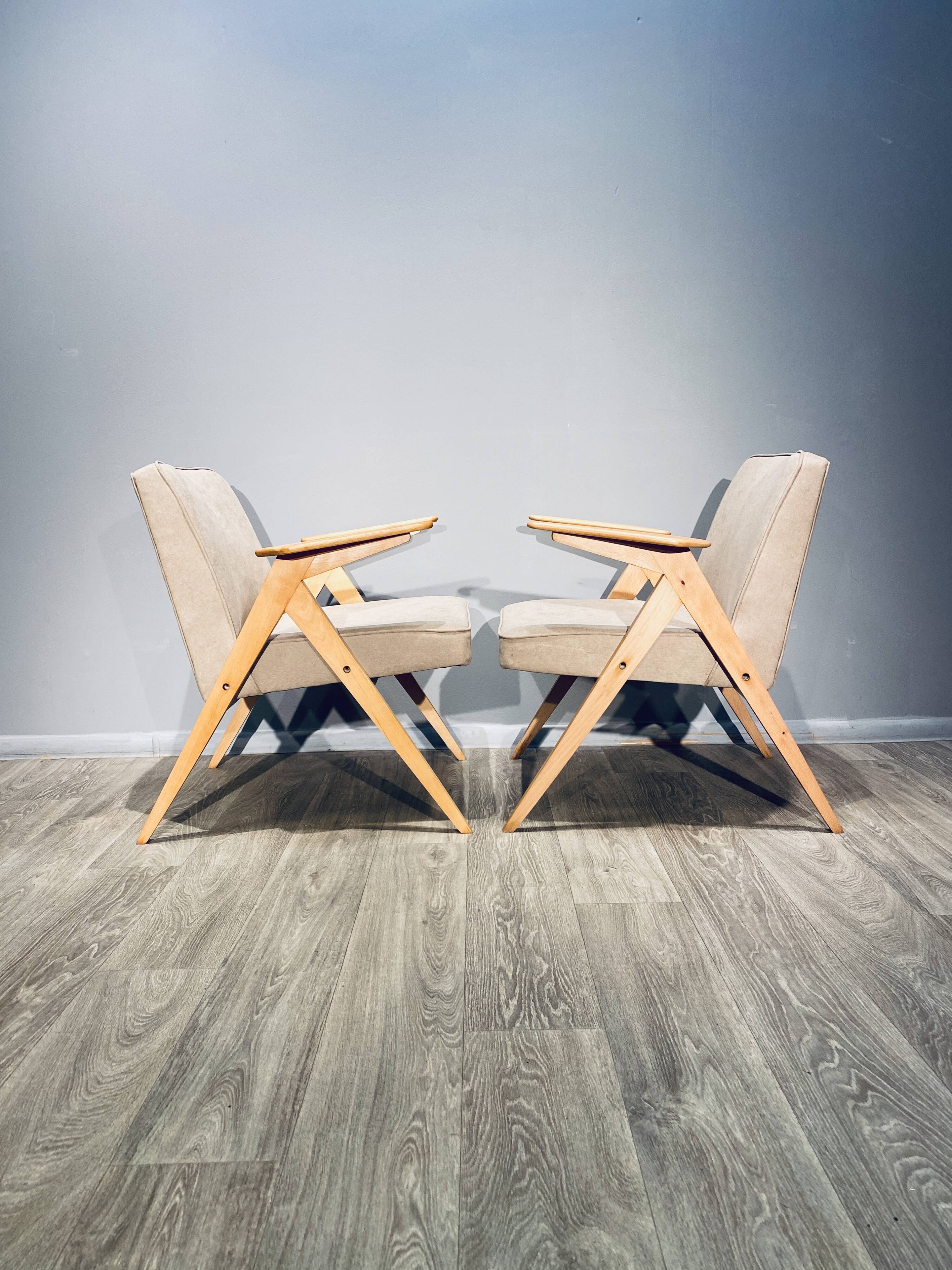 Pair of armchairs "Bunny" Proj. Józef Chierowski "Bunny" 1960'