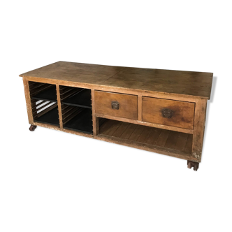 Industrial pine sycamore workbench baker's table work table
