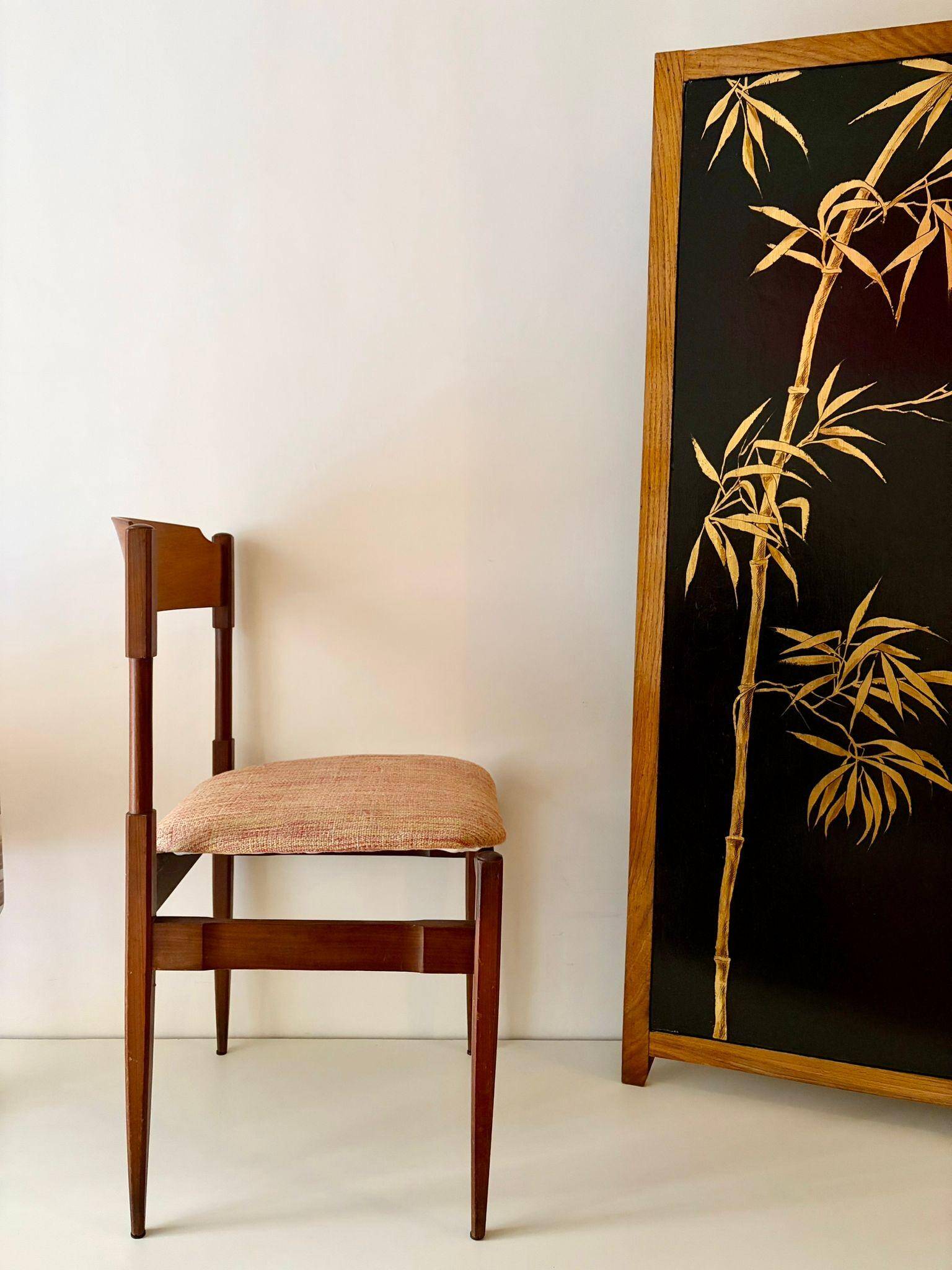 6 walnut chairs, Model 104, by Gianfranco Frattini for Cassina, Italy, 1960s.