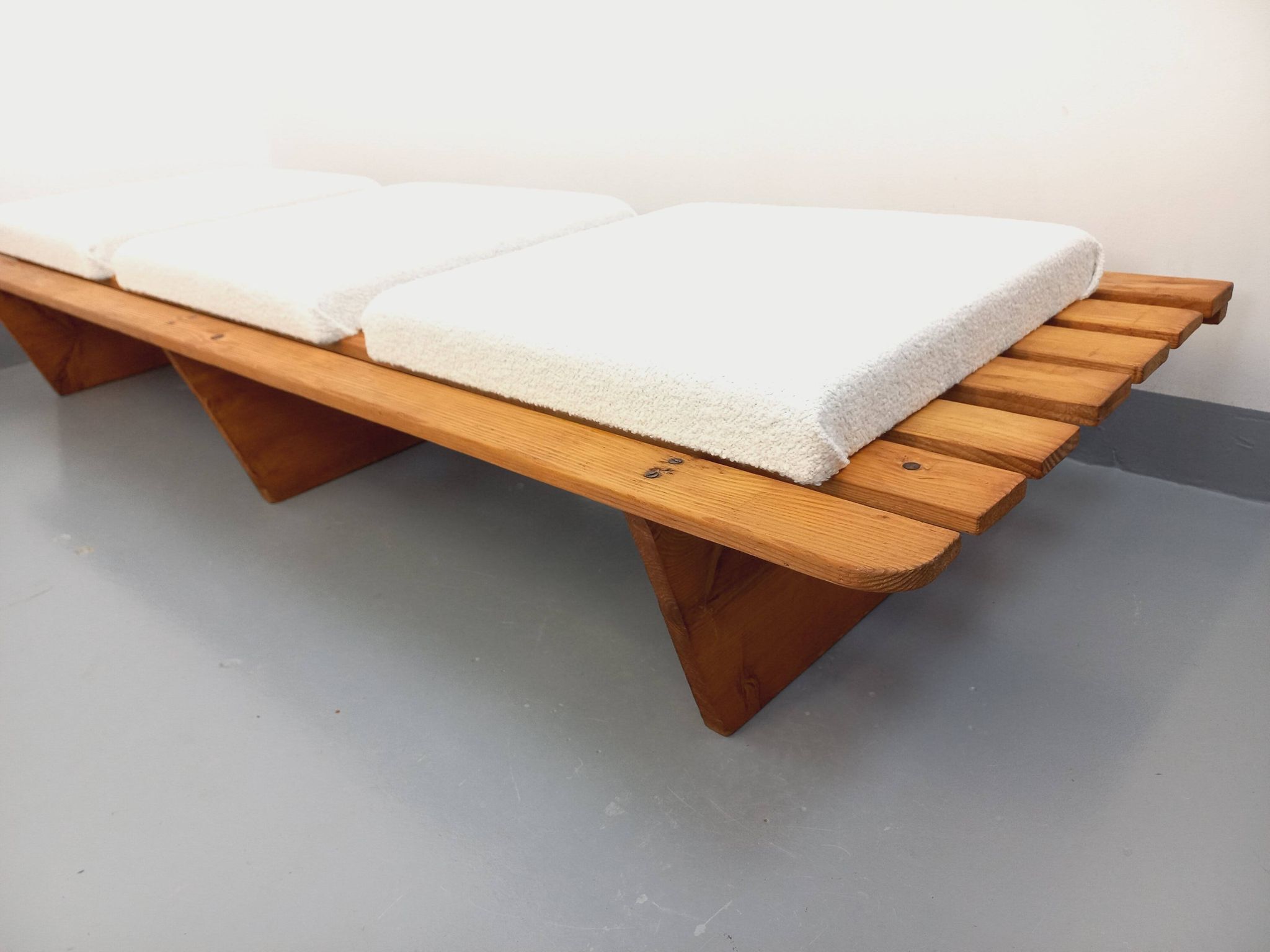 Pair of vintage  Perriand style  pine benches
