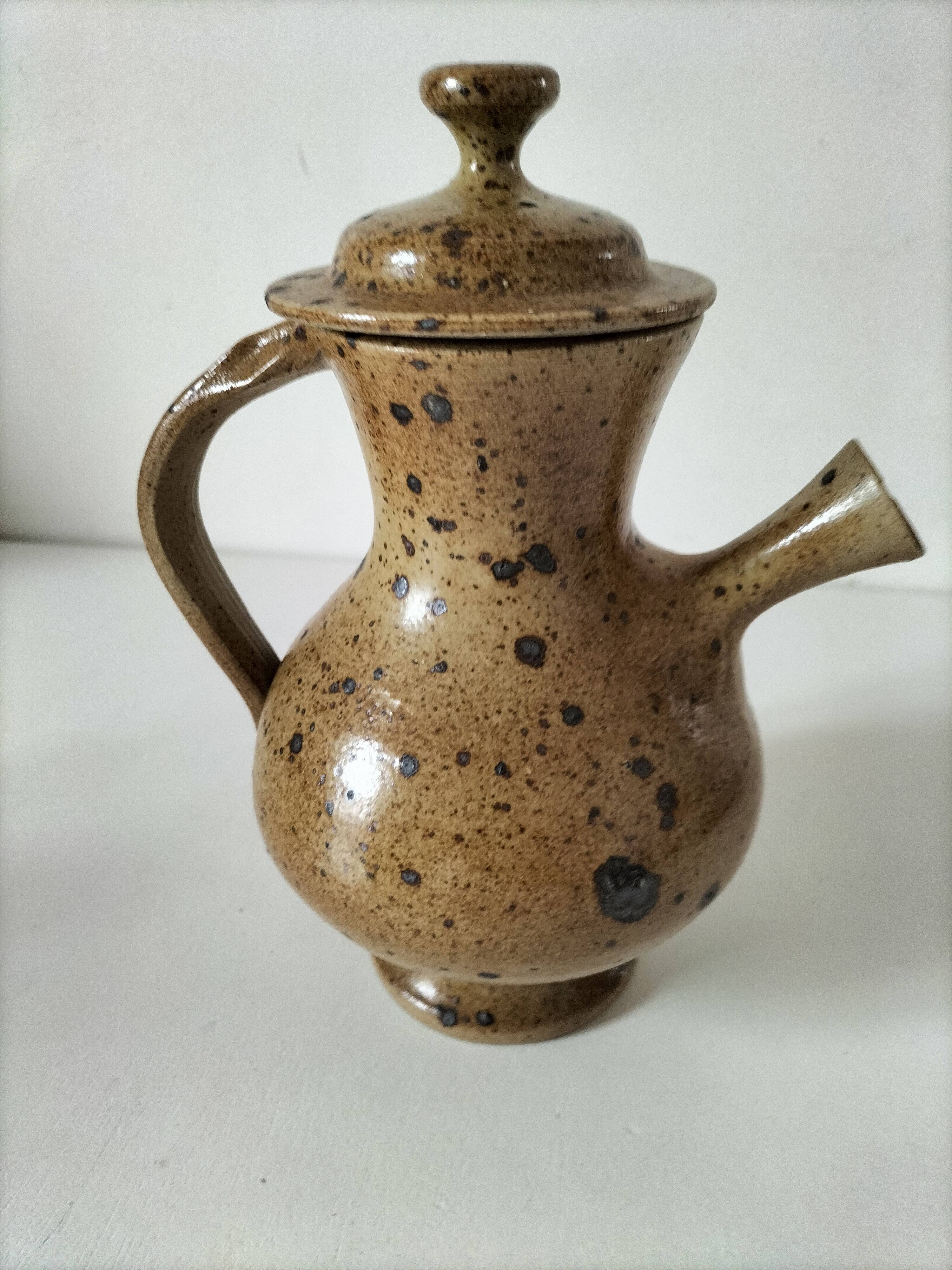Pyrite stoneware ewer, potter's work, sculptural piece
