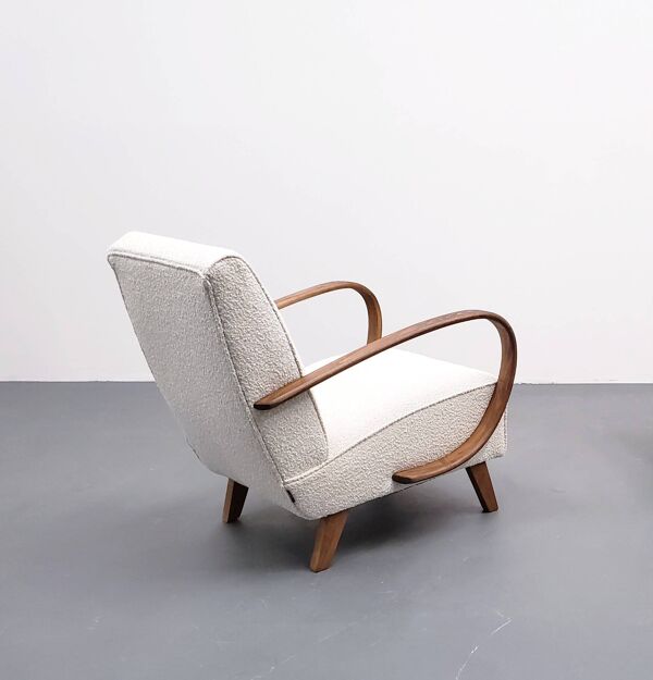 1930 Jindrich Halabala Bentwood Armchair in Ivory Premium Boucle