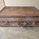 Old SAYAP suitcase in leather and wood