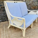 2 seater white rattan sofa