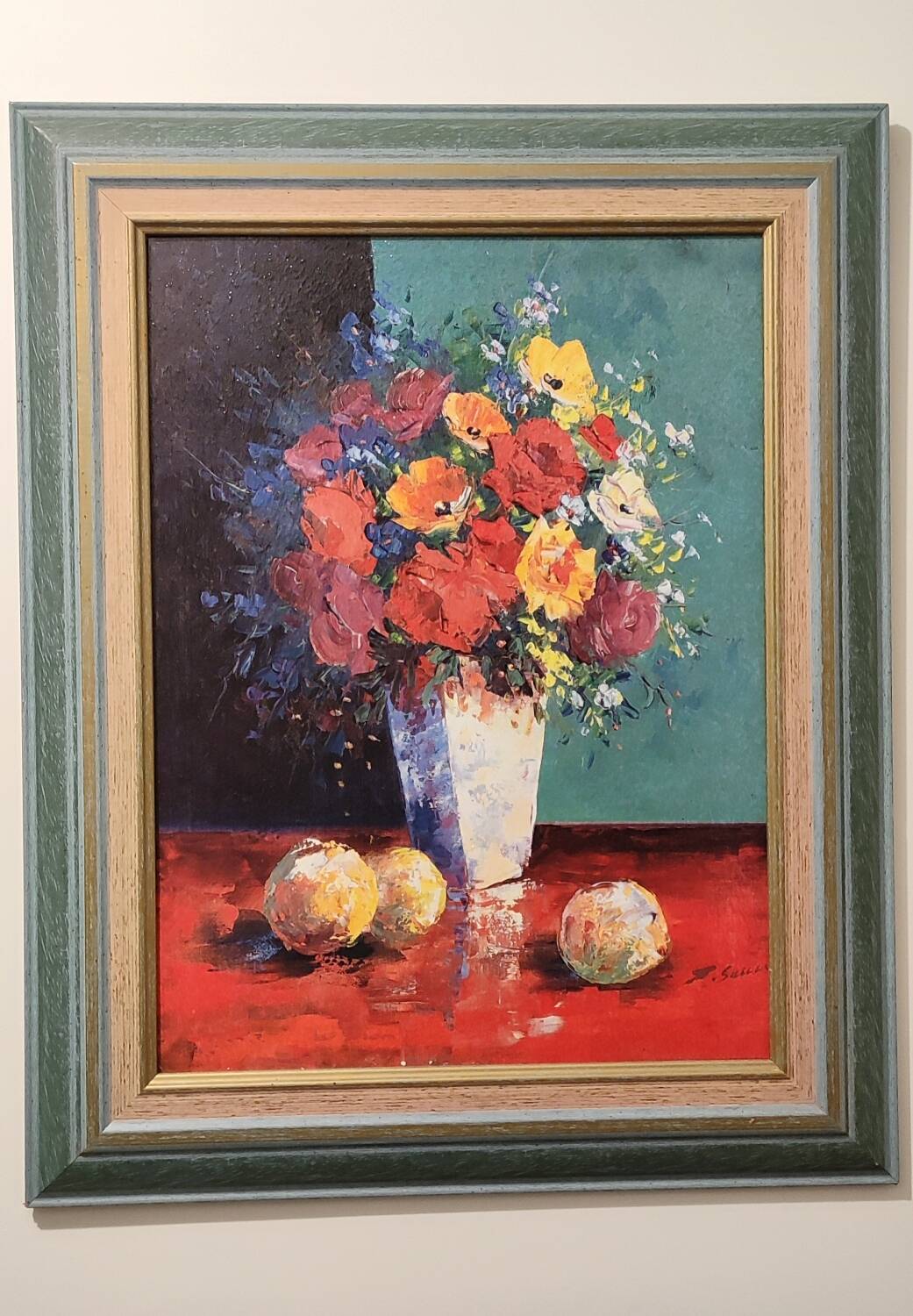 Painting Bouquet of flowers and lemons signed