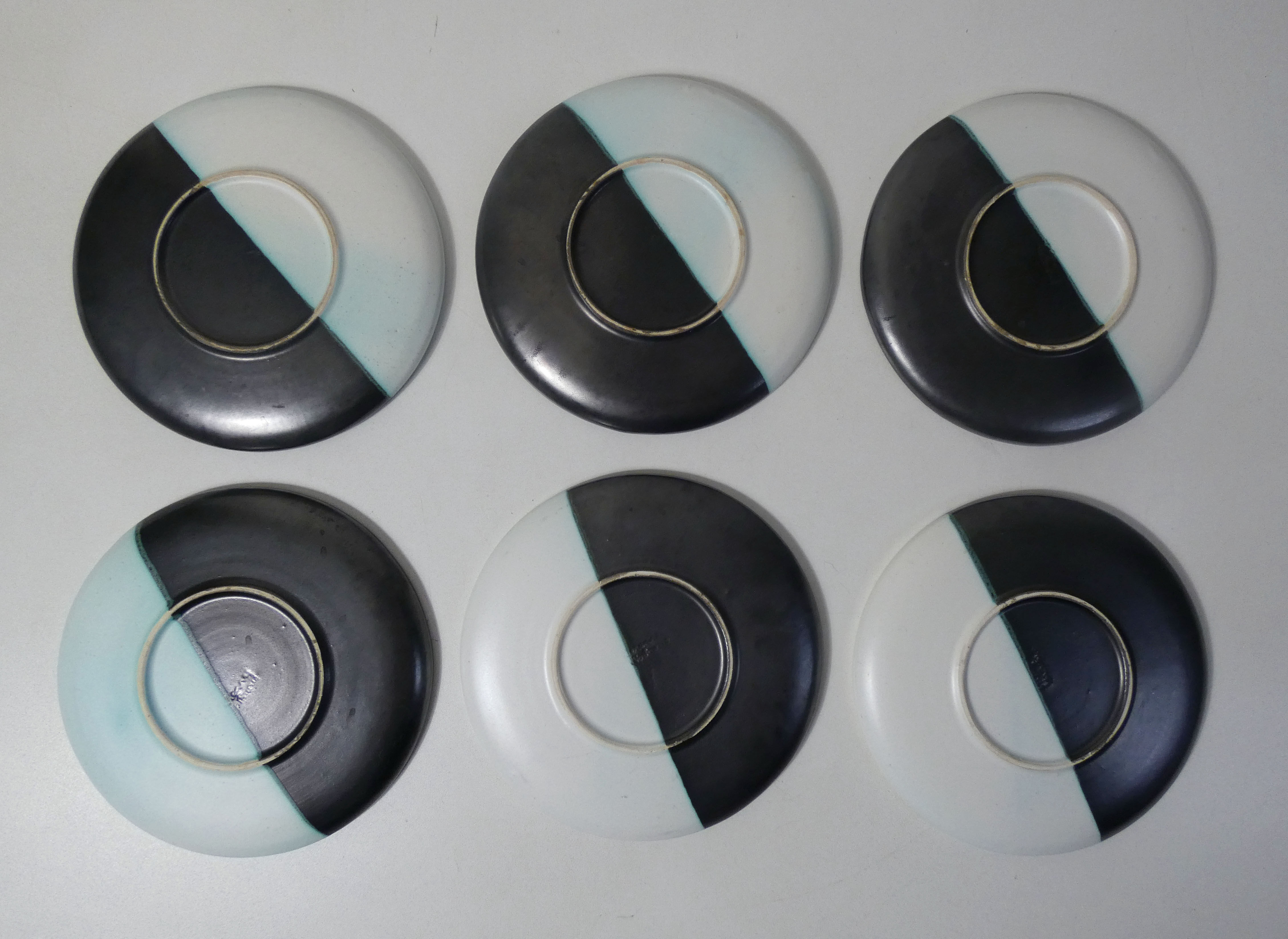 6 ceramic stoneware plates signed Vallauris Cerenne