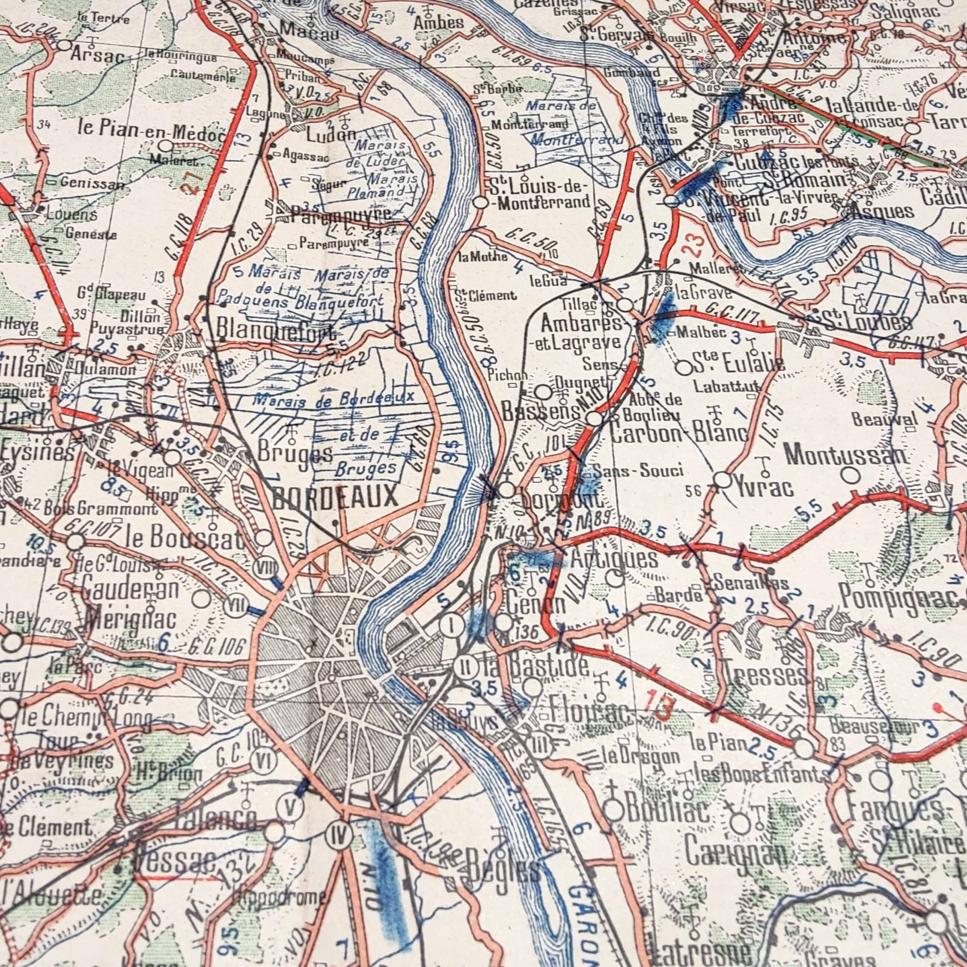 Michelin map Bassin d'Arcachon Bordeaux 1920
