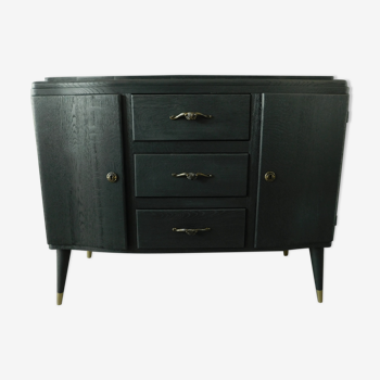 Commode vintage en chêne massif noire