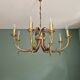 Brass chandelier, pineapple leaf decoration, Boulanger, 1970