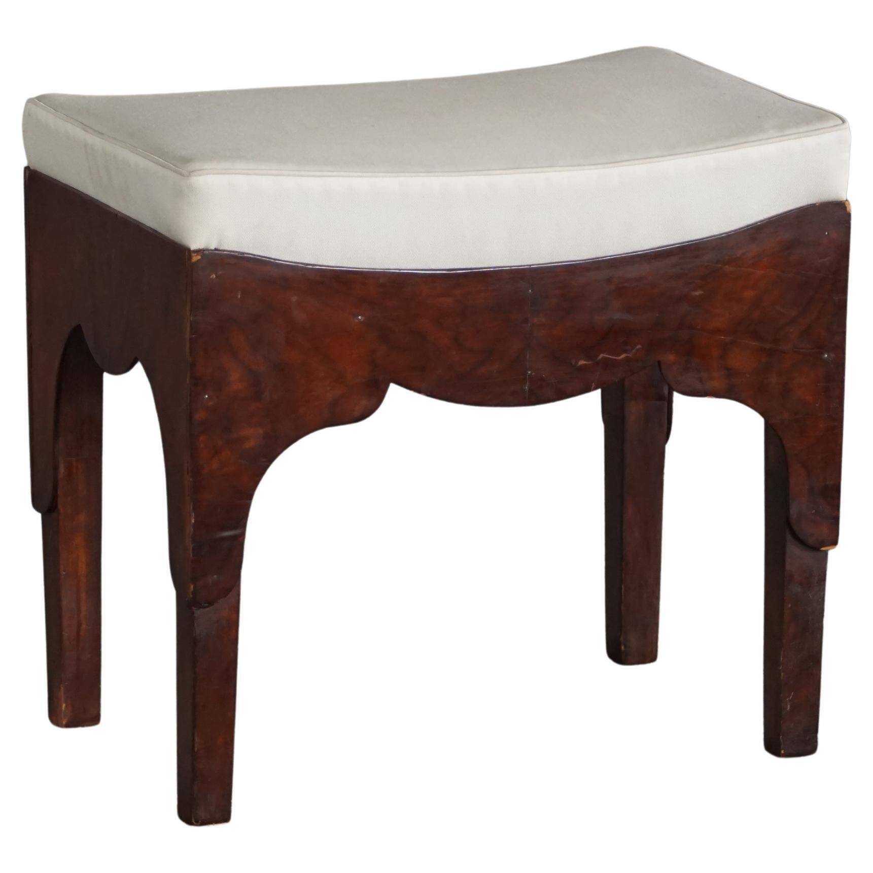 Early 20th-century mahogany vanity stool, made by a Danish cabinetmaker.