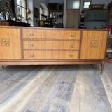 Vintage teak veneer enfilade in brown by Greaves & Thomas, 1960s, mid-century style.