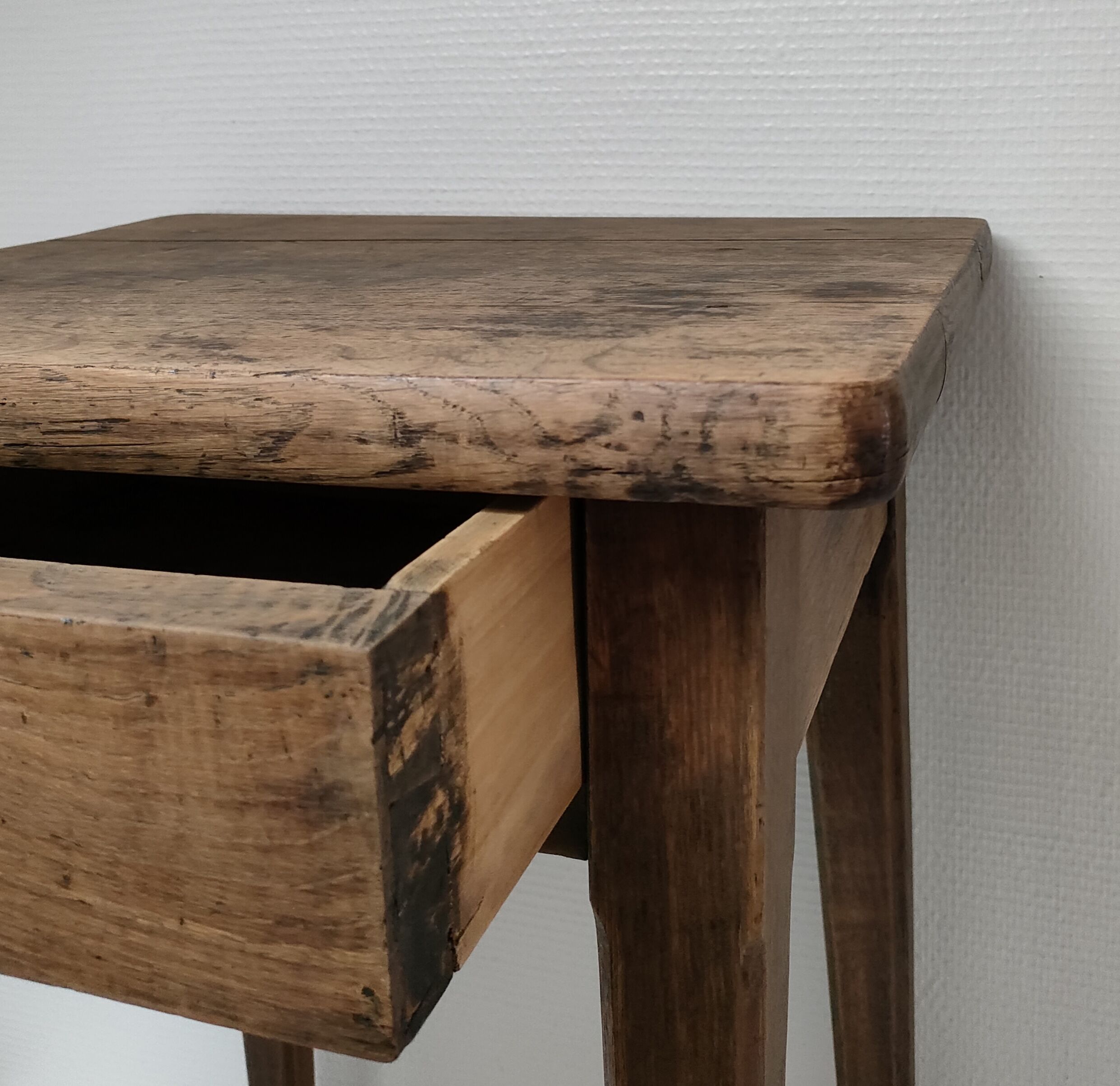 Bedside table solid oak patinated early twentieth century