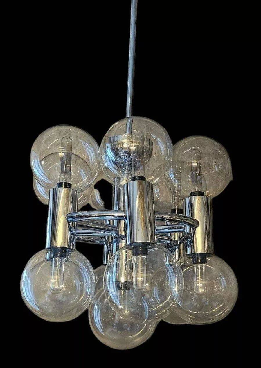 Pair of chrome chandeliers by Motoko Ishii for Staff.