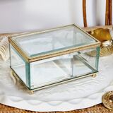Beveled and chiseled glass and brass jewelry box