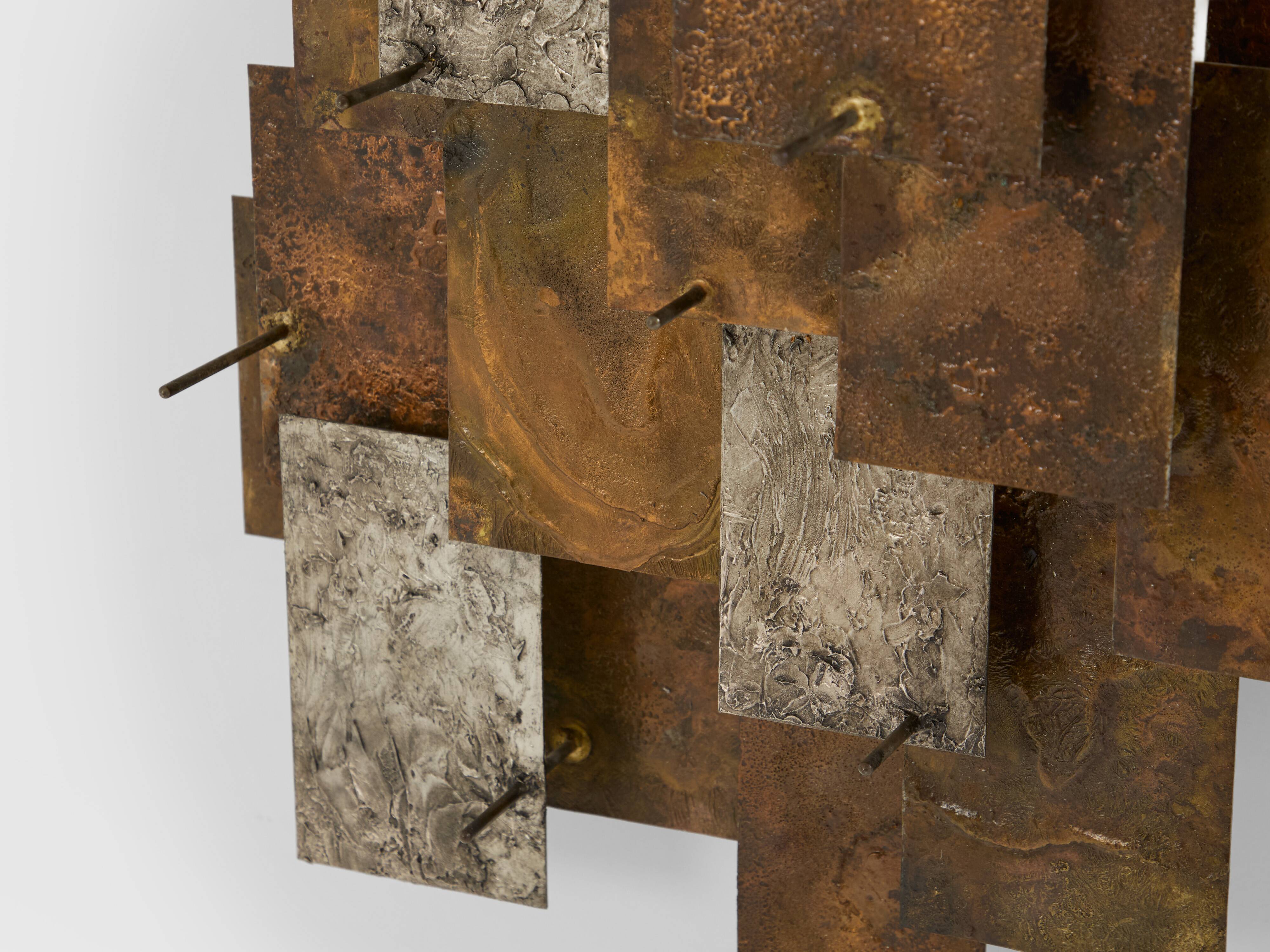 Auguste fix sculpture applique métal patiné vers 1970