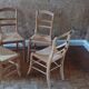 Lot de 4 chaises paillées en merisier