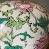 Lamp china mid XXe floral decoration on wood support