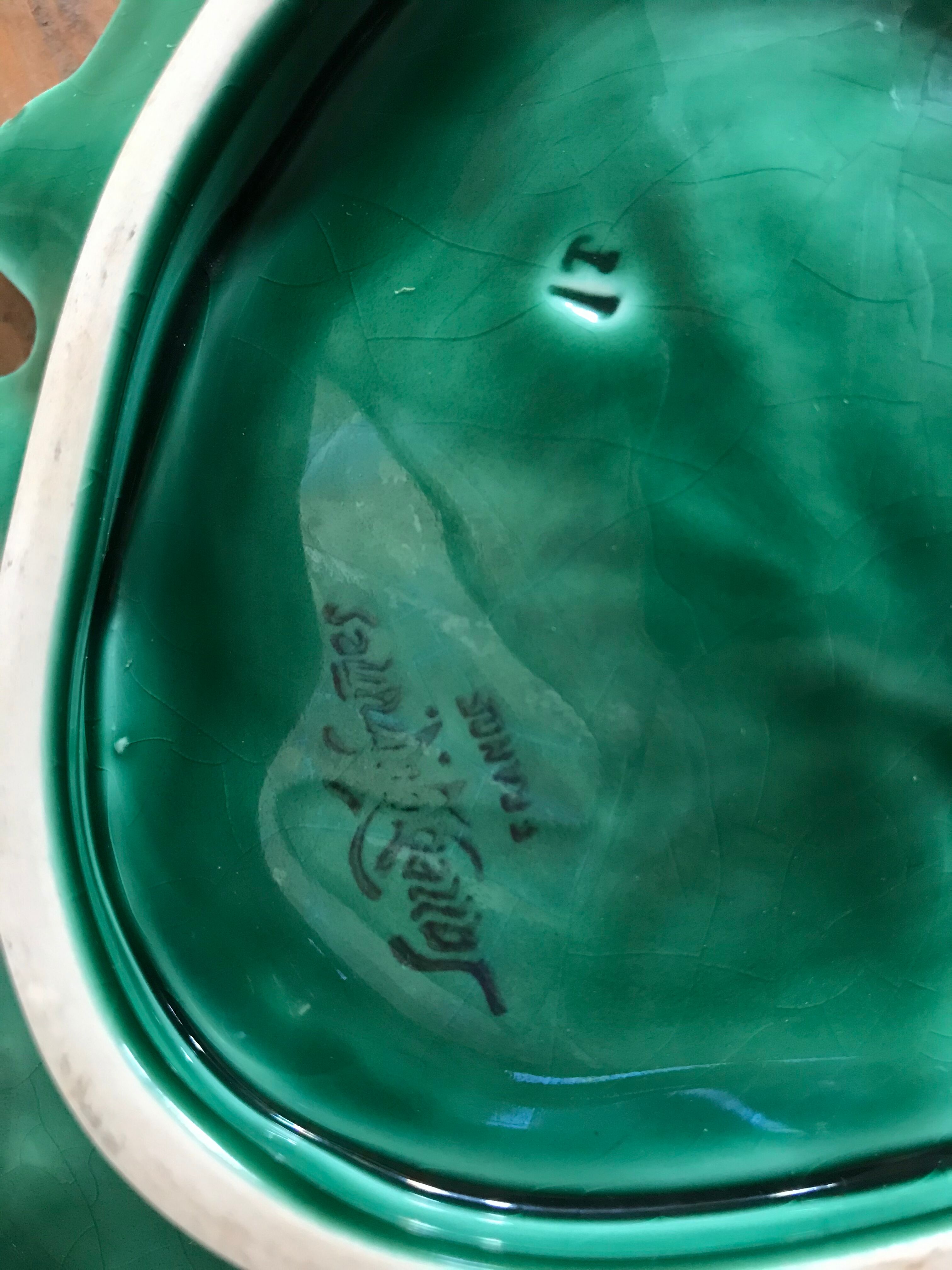 Ceramics leaf Sarreguemines