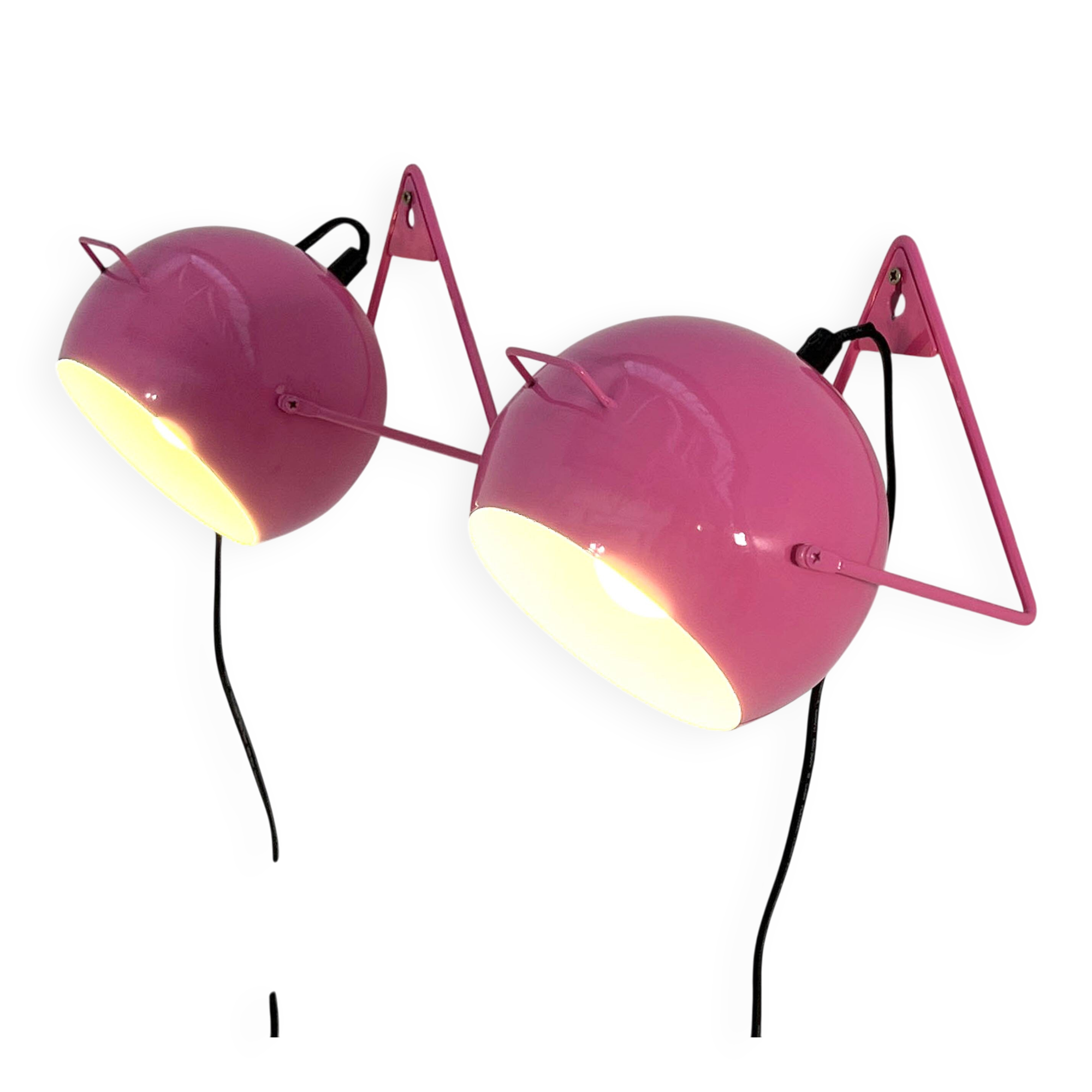 Paire de lampes de chevets ou murales roses, 1970
