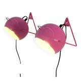 Paire de lampes de chevets ou murales roses, 1970