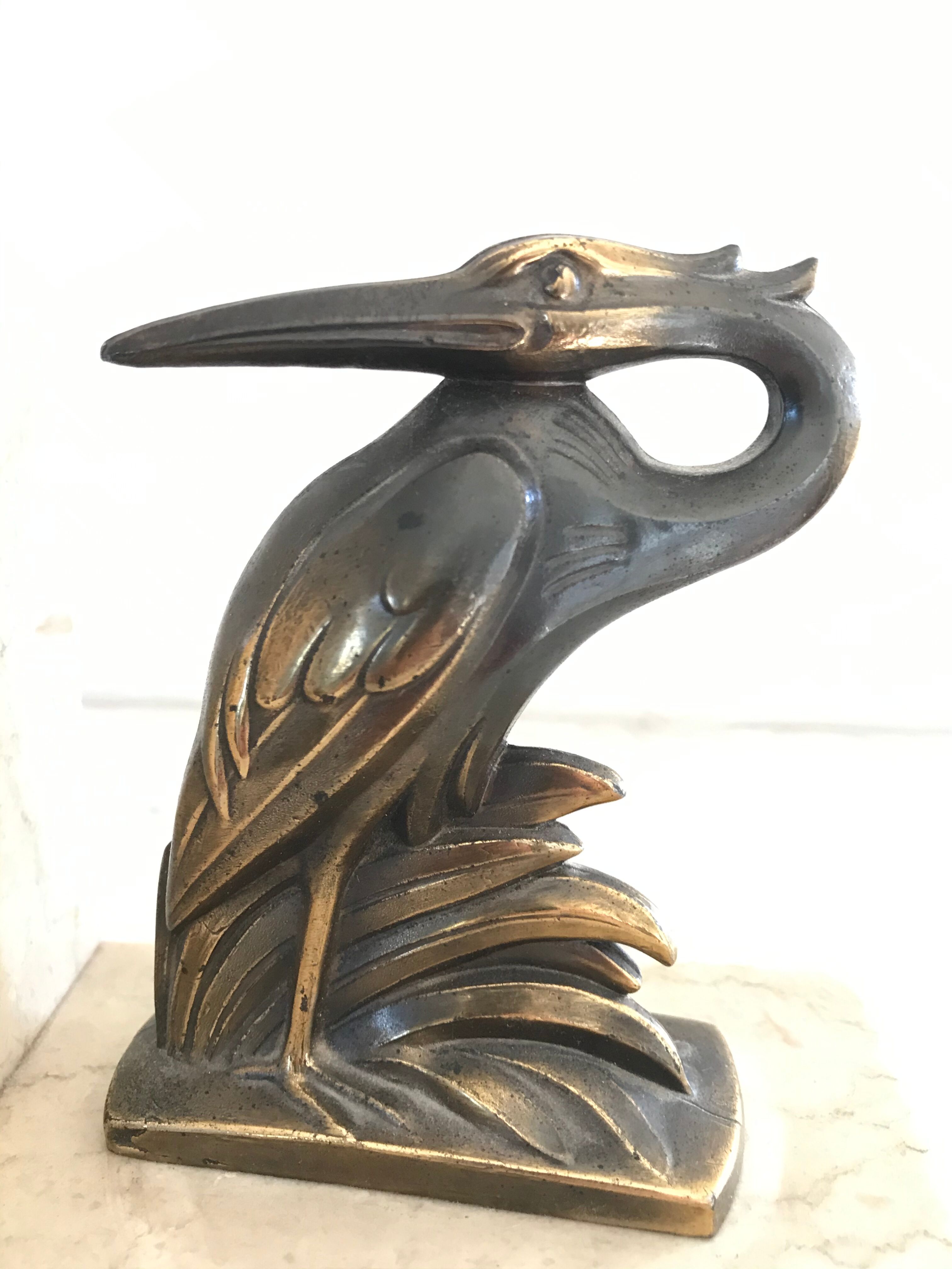 Art deco heron bookends