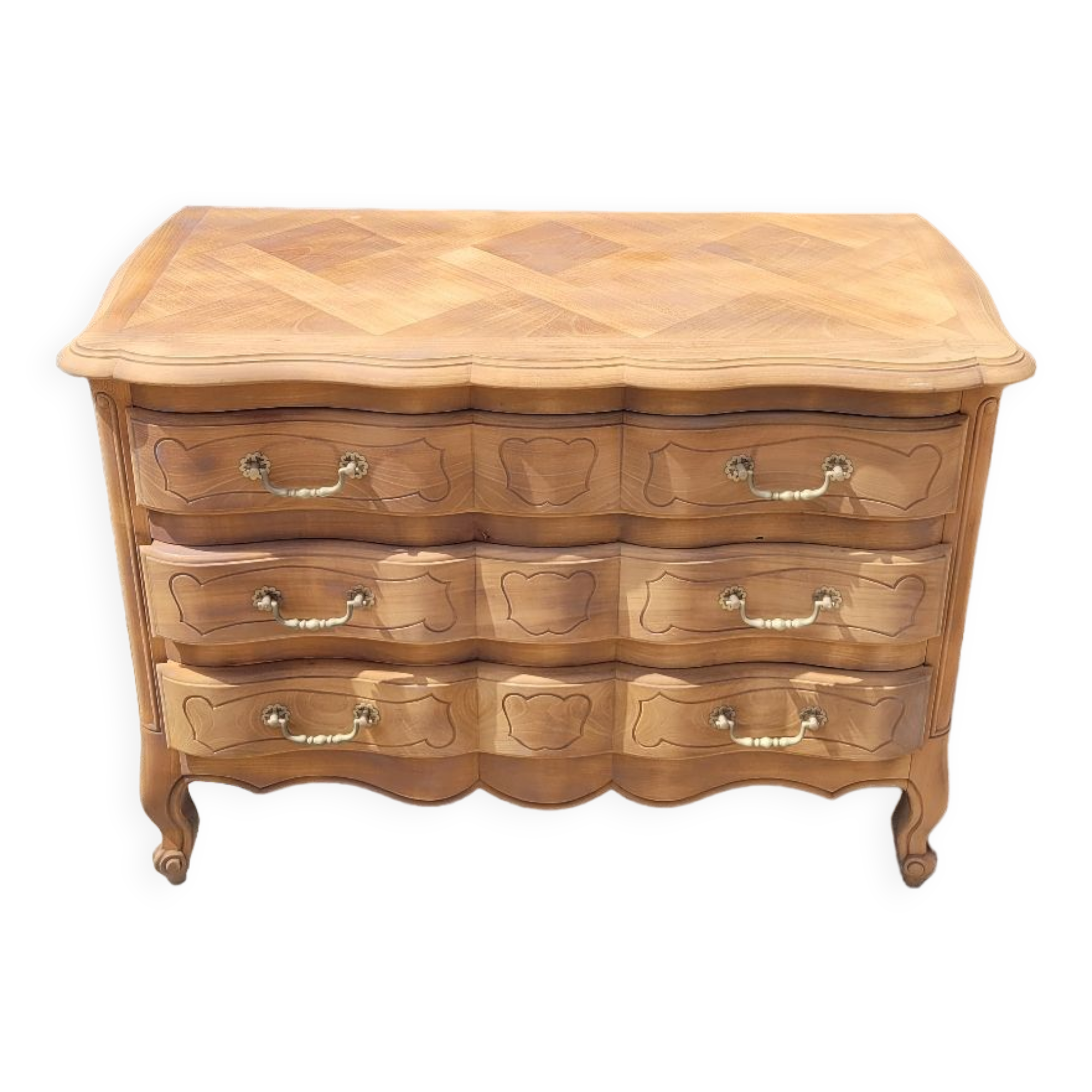 Louis xv style chest of drawers in pickled cherry