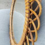 Vintage mirror in rattan flowers, sun