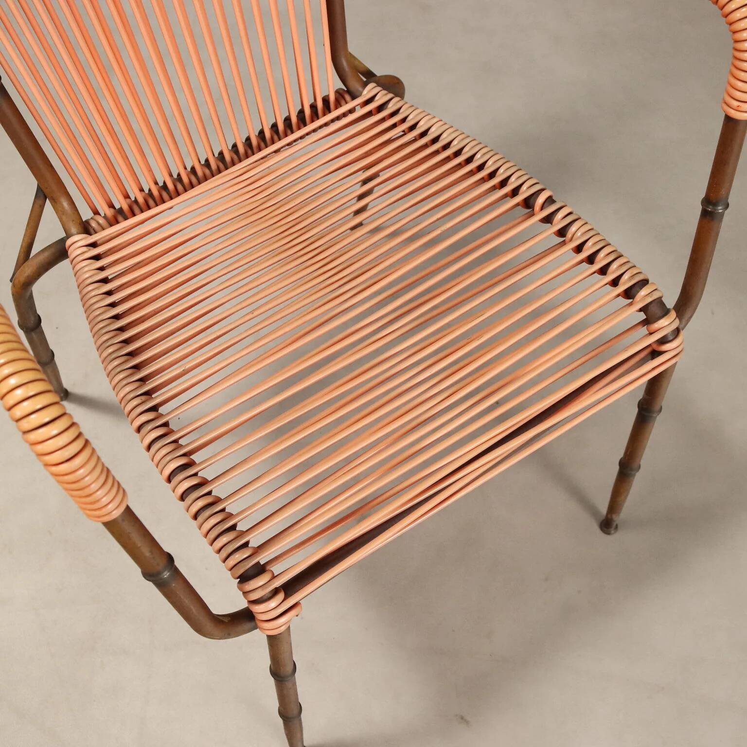 Metal and synthetic rope chairs