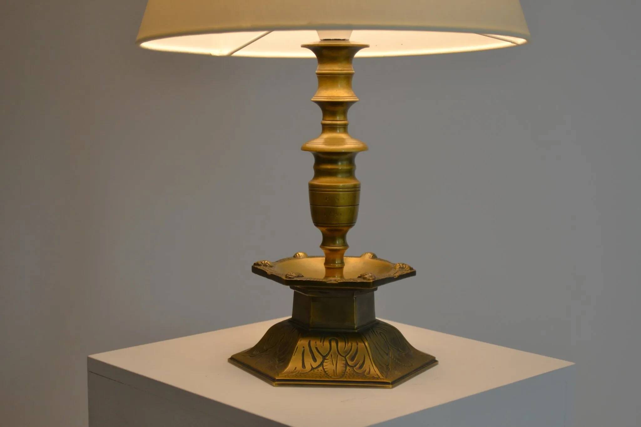 Solid Brass Table Lamp by Oscar Antonssons for Ystad-Metall, Sweden, 1940s