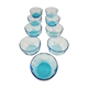 Suite de 9 coupelles en cristal bleu pâle, XIX ème