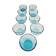 Suite de 9 coupelles en cristal bleu pâle, XIX ème