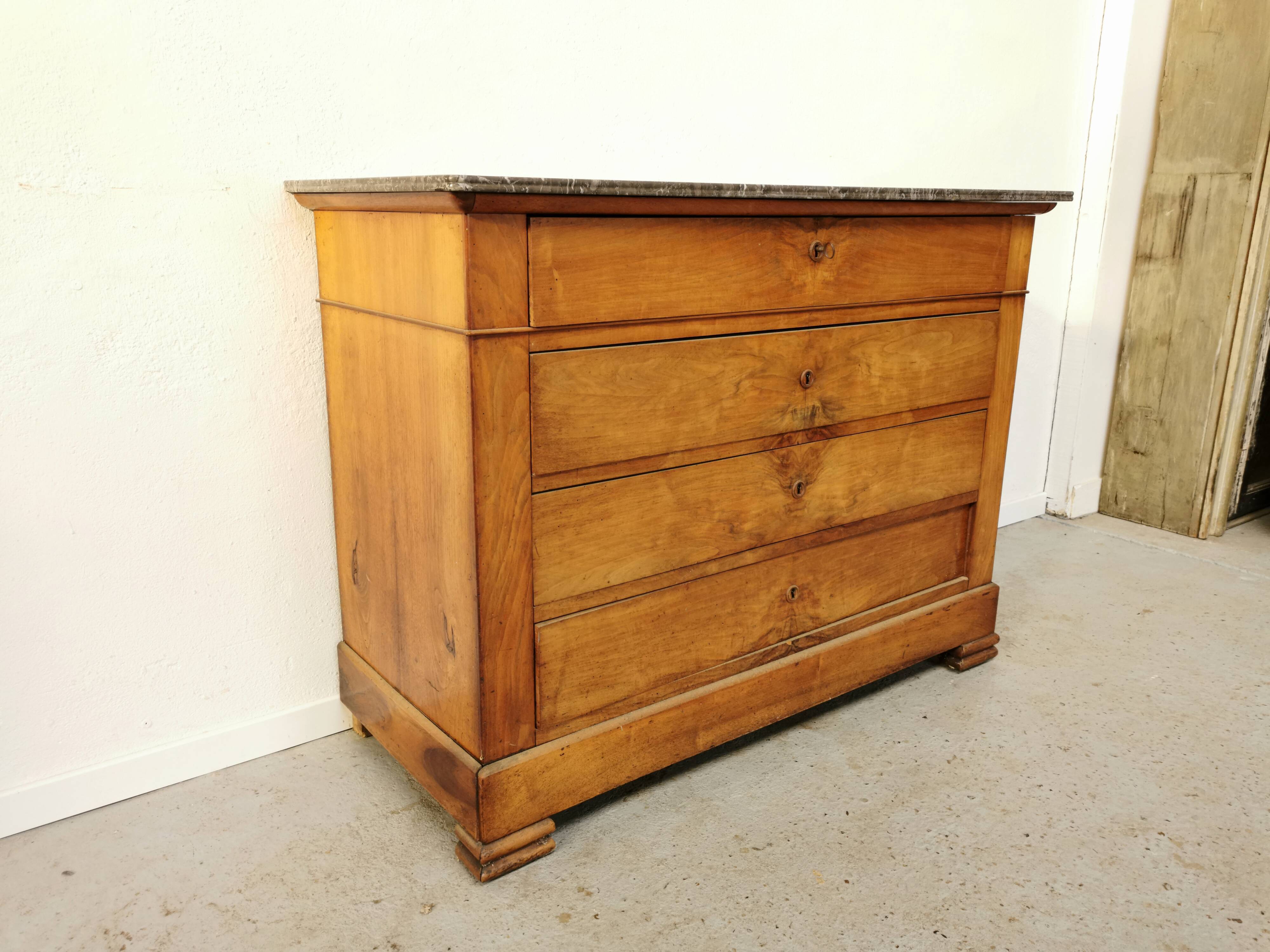 Louis Philippe walnut and marble dresser