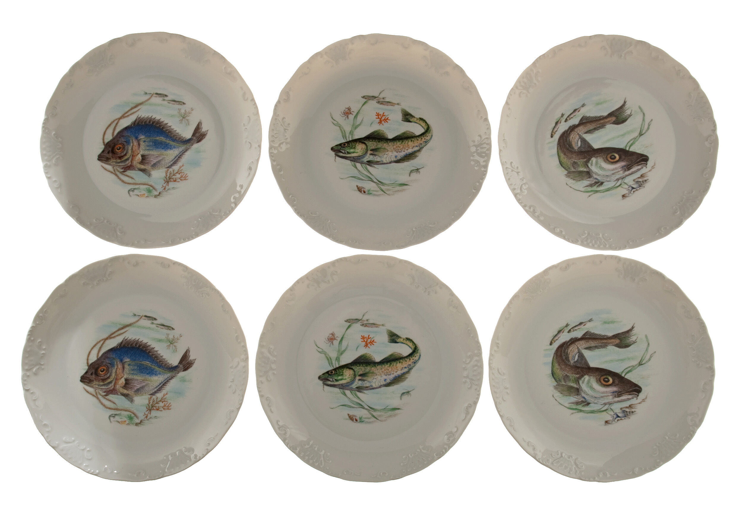 Vintage GL Limoges porcelain fish service