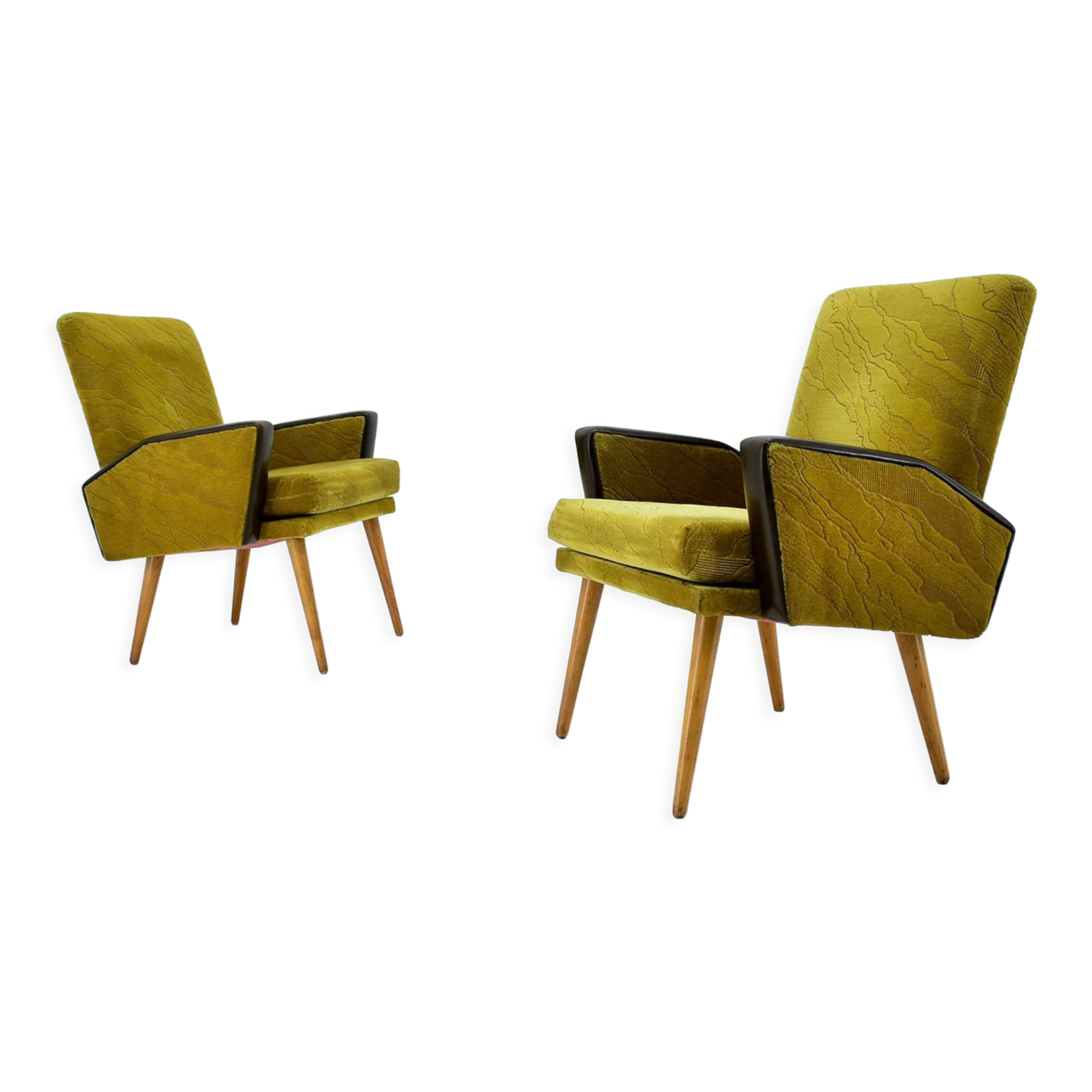 Midcentury Leather Armchairs Designed by Miroslav Navrátil, 1970s