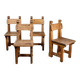 Set of 4 brutalist pine chairs, Italy, 1960s