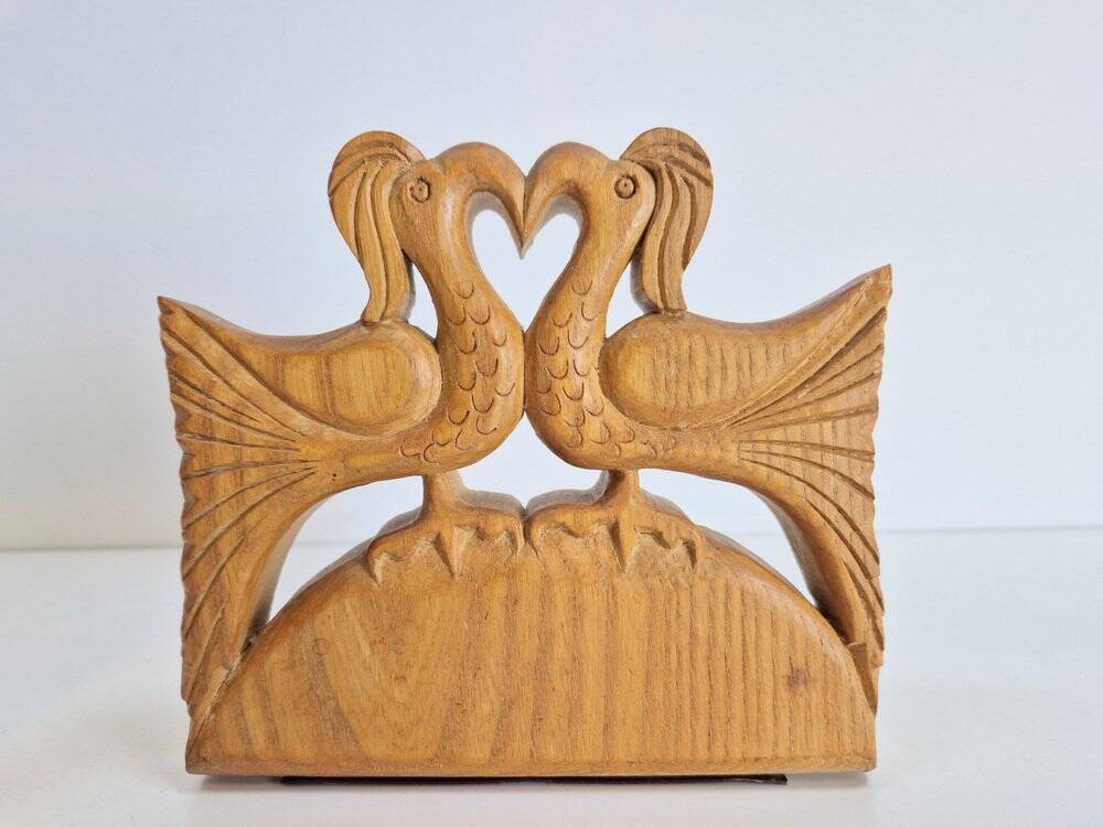 Porte-livres en bois vintage faits à la main, ensemble de 2